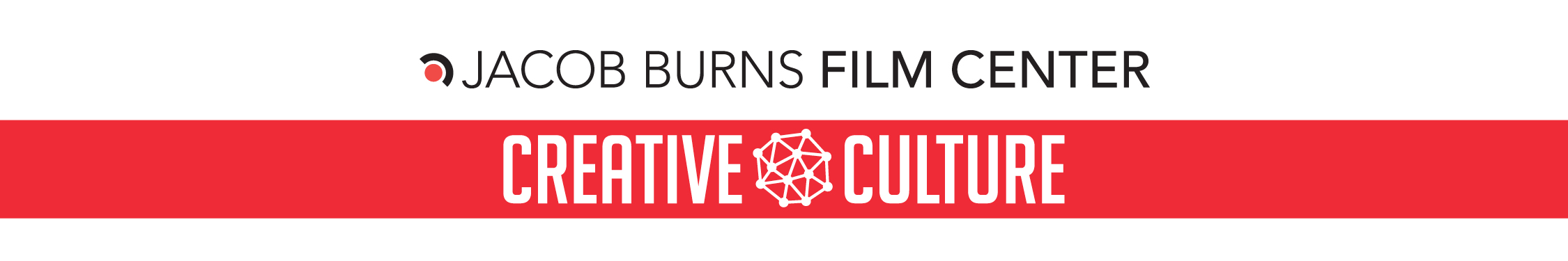 header that reads Jacob Burns Film Center Creative Culture red and black on white background