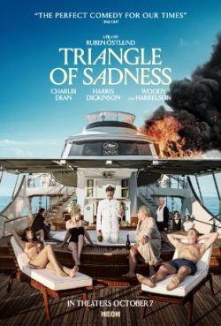 triangle of sadness movie poster people on boat