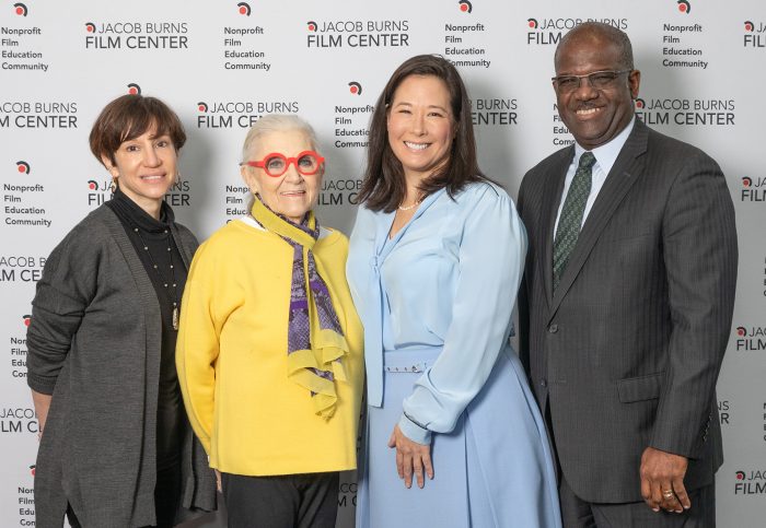(from left to right) Margaret Cunzio, Westchester County Legislator; Janet Langsam, Chief Executive Officer, ArtsWestchester; Mary Jo Ziesel, Executive Director, Jacob Burns Film Center; and Ken Jenkins, Westchester Deputy County Executive. 